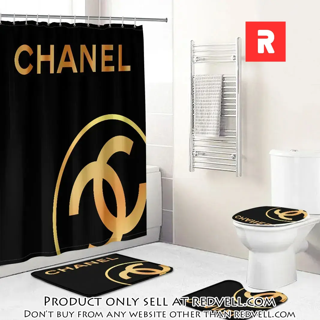 Chanel yellow fashion logo limited luxury brand black bathroom set home decor rv3717930